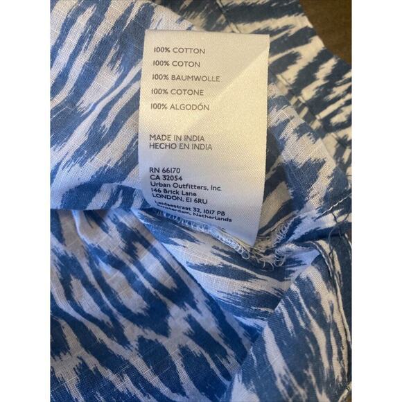 Pilcro anthropologie Button Up short sleeve casual blue geometric medium blouse - Picture 7 of 9